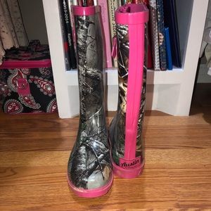 Slightly worn rain boots